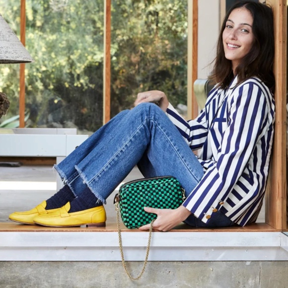 BNWT Clare V midi sac woven checker black and green bag - Picture 4 of 7